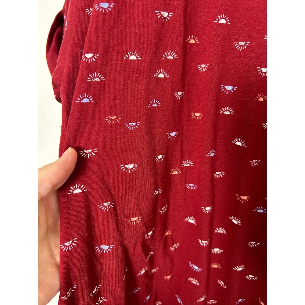 Eddie Bauer T-Shirt Dress Womens M Maroon Sun Print Short Sleeve outdoors Casual - Picture 9 of 9